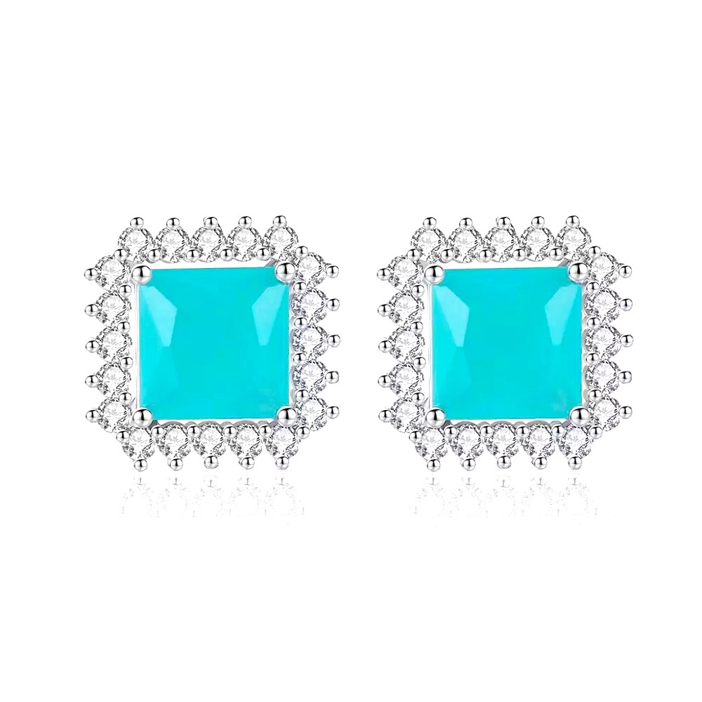 Luxury Stud Earrings Ice Blue Stone